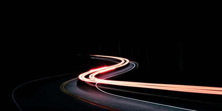 Light trails on busy road