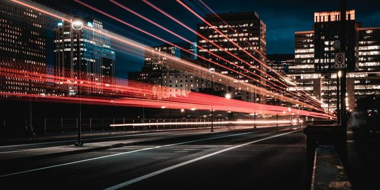 Light trails on busy road
